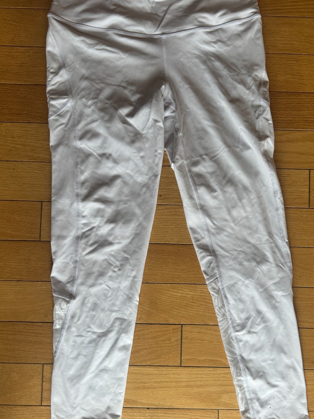 Victoria Sport Knockout Tights White Lace Calf Inset High Rise Leggings Large